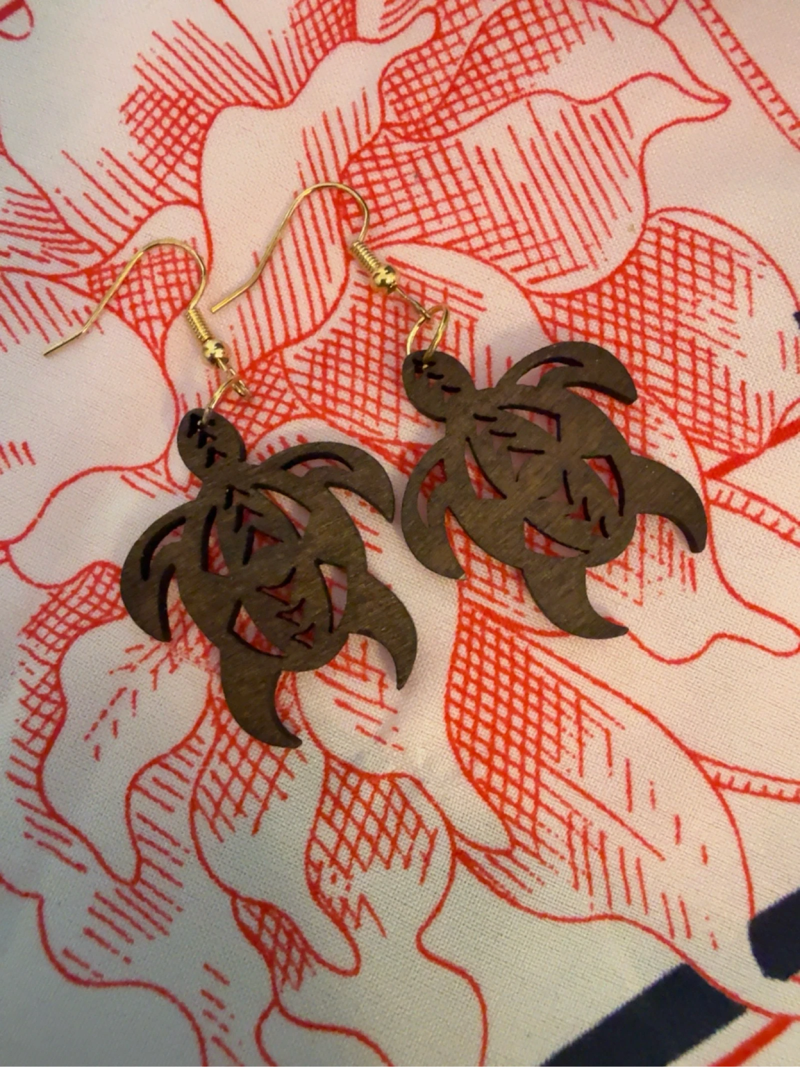 Turtle Wood Fashion Jewelry Earrings New – photo 5